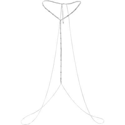 River Island Womens Silver Tone Square Chain Body Harness