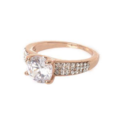 River Island Womens Cubic Zirconia Rose Gold Tone Diamante Ring