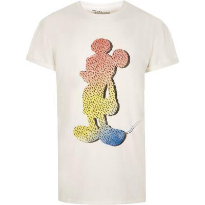 River Island Mens White Vintage Mickey Mouse Print T-shirt