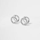 River Island Womens Silver Tone Paved Circle Earrings