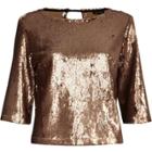 River Island Womens Gold Sequin Grazer Top