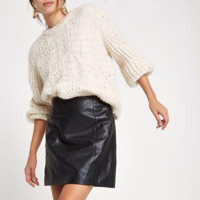 River Island Womens Leather Zip Mini Skirt