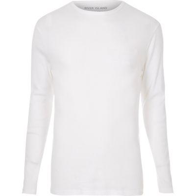 River Island Mensbig & Tall White Slim Fit Long Sleeve T-shirt