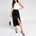 River Island Womens Ruched Front Button Midi Skirt