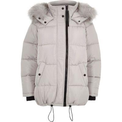 River Island Womens Oversized Fur Trim Puffer Coat