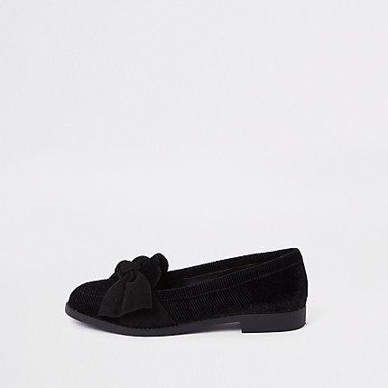 River Island Womens Faux Suede Bow Loafers