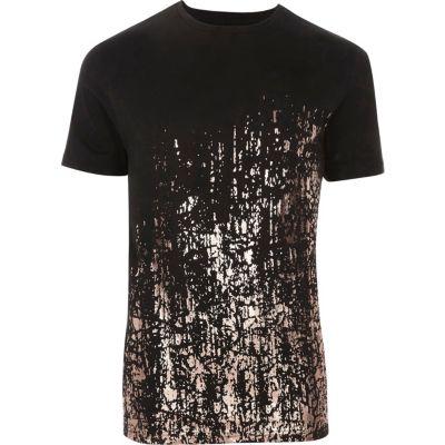 River Island Mens Metallic Hem Splatter Slim Fit T-shirt