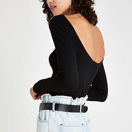 River Island Womens Ribbed Long Sleeve T-shirt