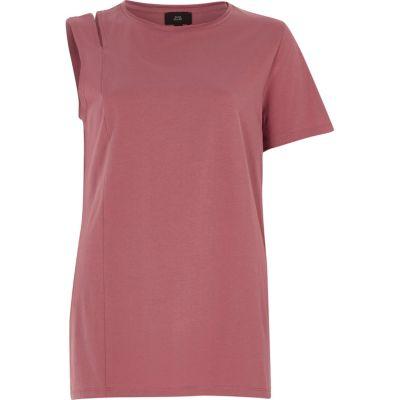 River Island Womens Washed One Shoulder Slashed T-shirt