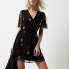 River Island Womens Petite Embellished Star Mesh Dress