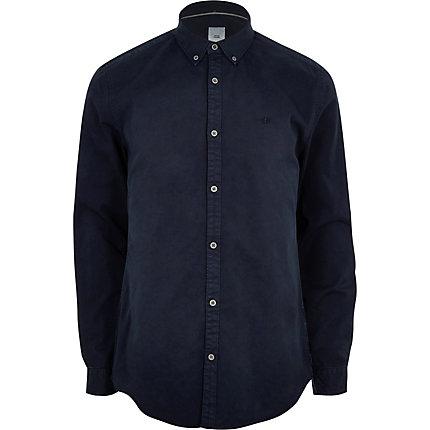 River Island Mens Button Down Stretch Long Sleeve Shirt