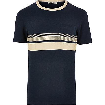 River Island Mens Selected Homme Blocked T-shirt