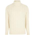 River Island Mens Jack And Jones White Knit Roll Neck Sweater
