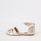 River Island Womens Gold Textured Ankle Strap Shoe