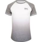 River Island Mens White Faded Print Slim Fit Raglan T-shirt