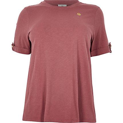 River Island Womens Plus Ri Loose Fit Turn Up Sleeve T-shirt