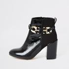 River Island Womens Patent Buckle Heeled Ankle Boots