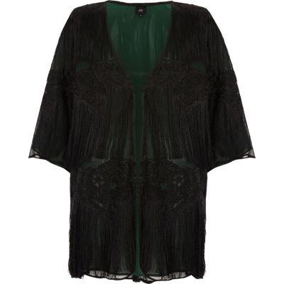 River Island Womens Sheer Tassel Lace Kimono