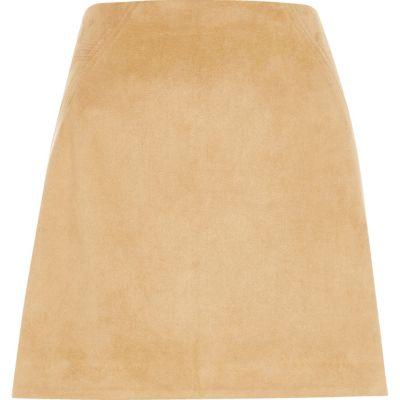 River Island Womens Faux Suede Stitch Mini Skirt