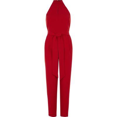 River Island Womens Halter Neck Tie Belt Jumpsuit