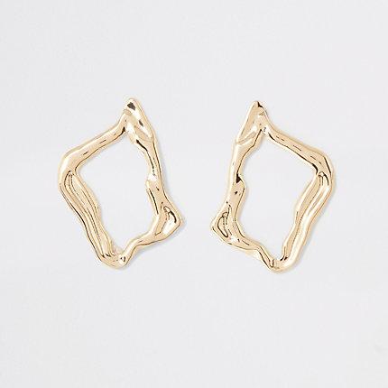 River Island Womens Gold Colour Wavy Stud Earrings
