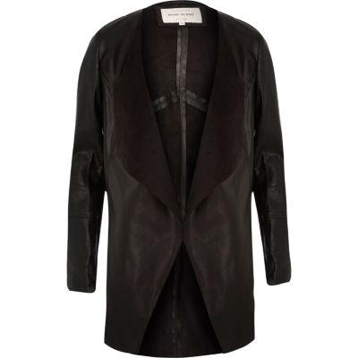 River Island Womens Leather Look Open Front Jacket