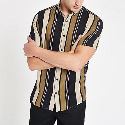 River Island Mens Stripe Button-down Collar Shirt