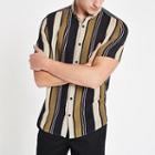 River Island Mens Stripe Button-down Collar Shirt