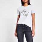 River Island Womens 'stay Real' Diamante T-shirt