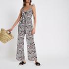 River Island Womens Floral Knot Front Jumpsuit