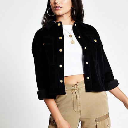 River Island Womens Long Sleeve Crop Cord Shacket