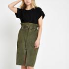 River Island Womens Faux Suede Paperbag Pencil Skirt