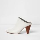 River Island Womens White Pointed Toe Cone Heel Mules