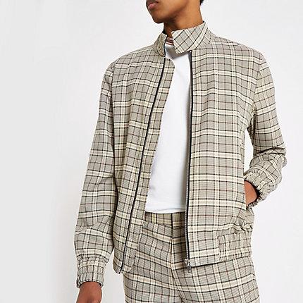 River Island Mens Check Long Sleeve Harrington Jacket