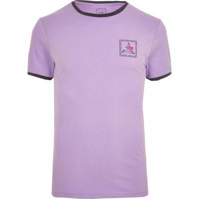 River Island Mens Tipped Print Tipped Muscle Fit T-shirt