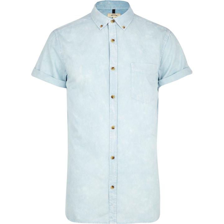 River Island Menslight Acid Wash Oxford Shirt