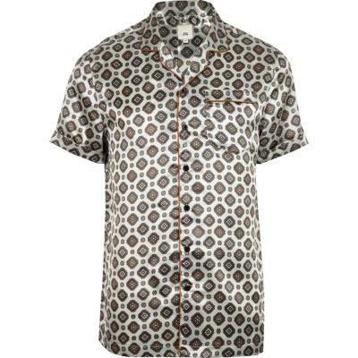 River Island Mens Short Sleeve Tile Print T-shirt