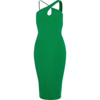 River Island Womens Strappy Cross Neck Bodycon Midi Dress