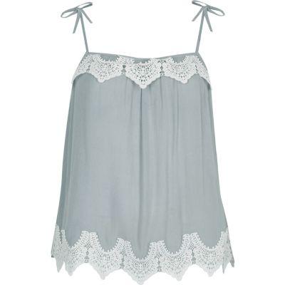 River Island Womens Lace Trim Bow Shoulder Cami Top