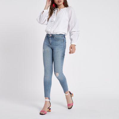 River Island Womens Molly Step Hem Mid Rise Jeans