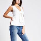River Island Womens White Bow Frontk Top