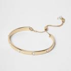 River Island Womens Gold Tone Crystal Lariat Bracelet