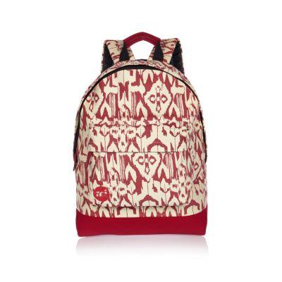 River Island Mens White Mi-pac Ikat Print Backpack