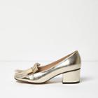 River Island Womens Gold Tassel Heeled Loafers