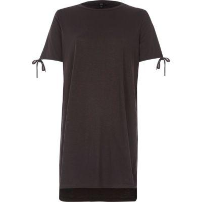 River Island Womens Washed Tie Sleeve Oversized T-shirt