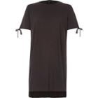 River Island Womens Washed Tie Sleeve Oversized T-shirt
