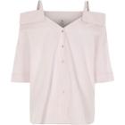 River Island Womens Petite Stripe Cold Shoulder Shirt