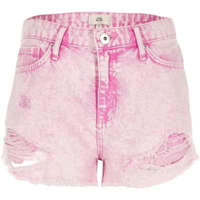 River Island Womens Acid Wash Distressed Denim Shorts