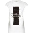 River Island Womens White Manhattan Embellished Fitted T-shirt