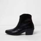 River Island Womens Leather Western Ankle Boots